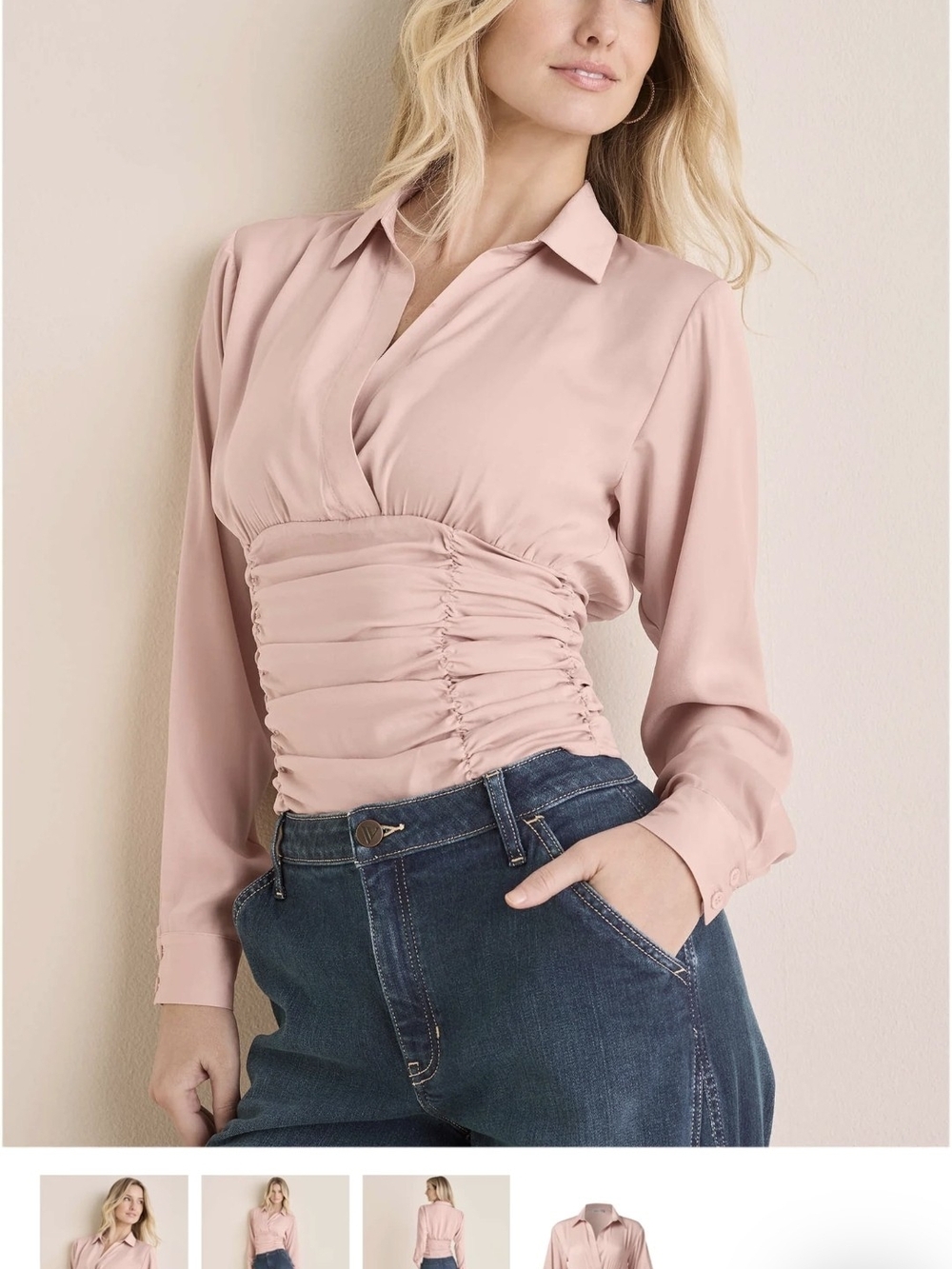 VENUS Blush Pink Ruched Waist Blouse size 1X